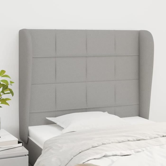 VidaXL Tête de lit avec oreilles Gris clair 83x23x118-128 cm Tissu3117930