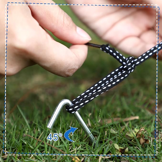 10-30PCS Heavy Duty Metal Tarp Stakes 15cm Galvanized Steel Tent Pegs Guyline Hook Ground Anchors for Outdoor Backpacking Bushcraft Fix