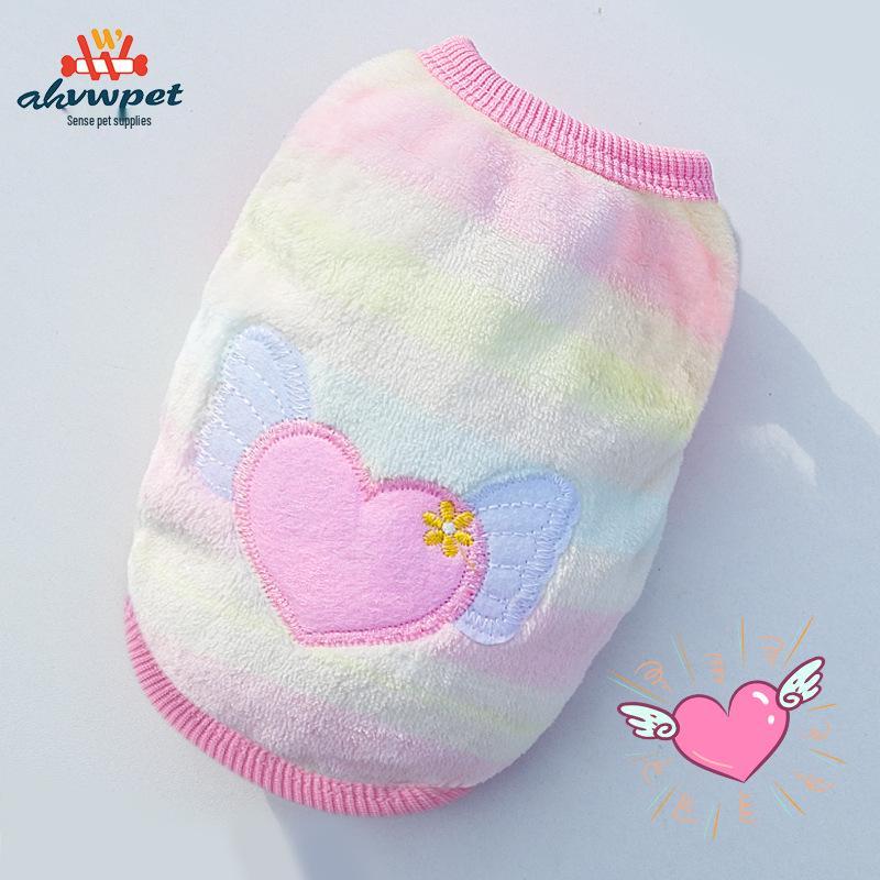 Cozy Cartoon Puppy Flannel Cat & Dog Vest - Warm Teacup Doggy Clothes for Small Pets