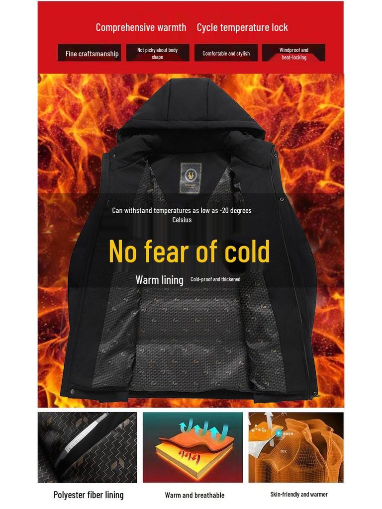 2025 Autumn/Winter Men's Hooded Down Jacket: Warm, Casual, Cold Protection for Middle-aged