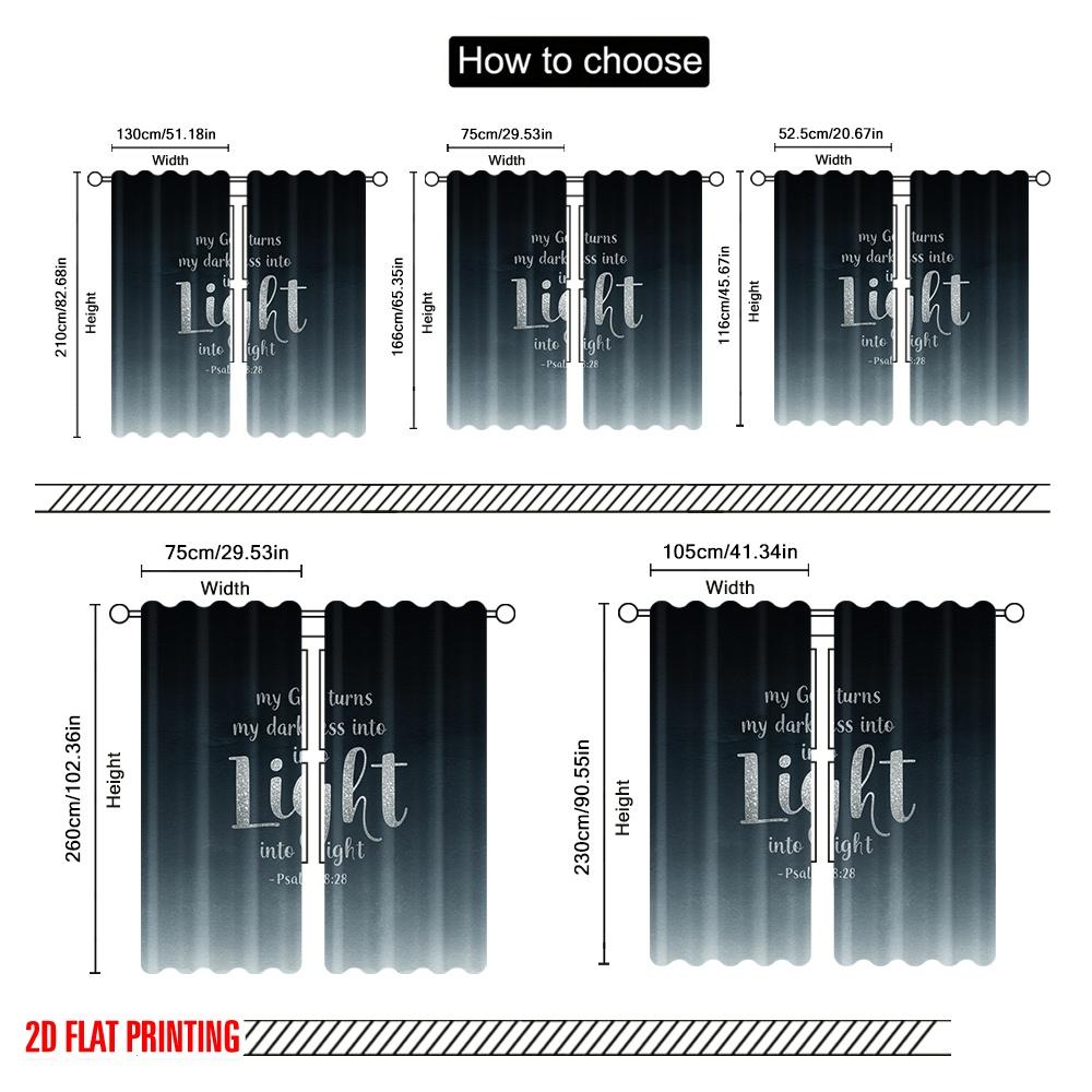 2pcs 2D flat printing Curtains My God Turns Darkness Light Polyester Without Electricity Festive Curtains for Holiday Decor
