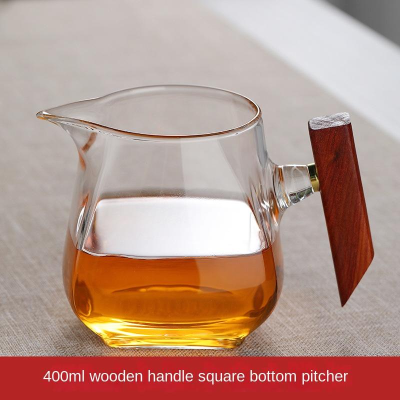 Tepelně odolná skleněná konvice Gongdao s tlustou dřevěnou rukojetí, nálevník, konvice na čaj v šálku, sítko na čaj, integrovaná sada, bar na konvici