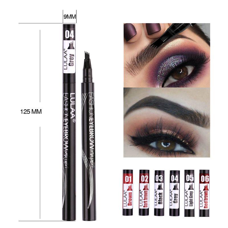 Waterproof Sweatproof Eyebrow Pen 4-Head Fork Tip Eye Brow Enhancer Long Lasting Eyebrow