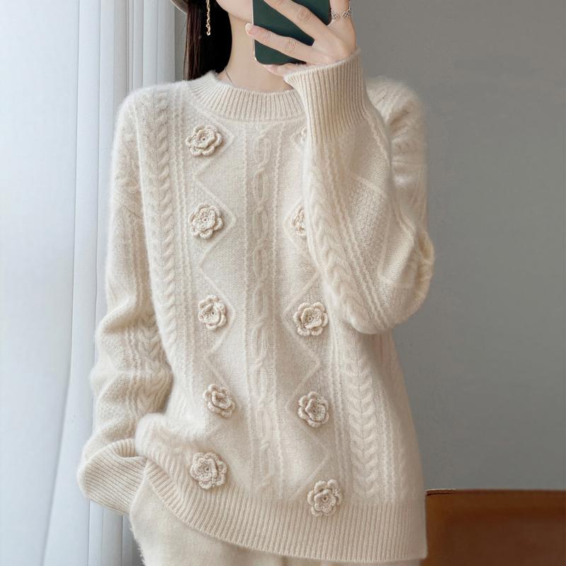 Women Sweater 100% Wool MODERN NEW SAGA O-neck Knit Pullover Thick Winter Jumpers Female Knit Tops