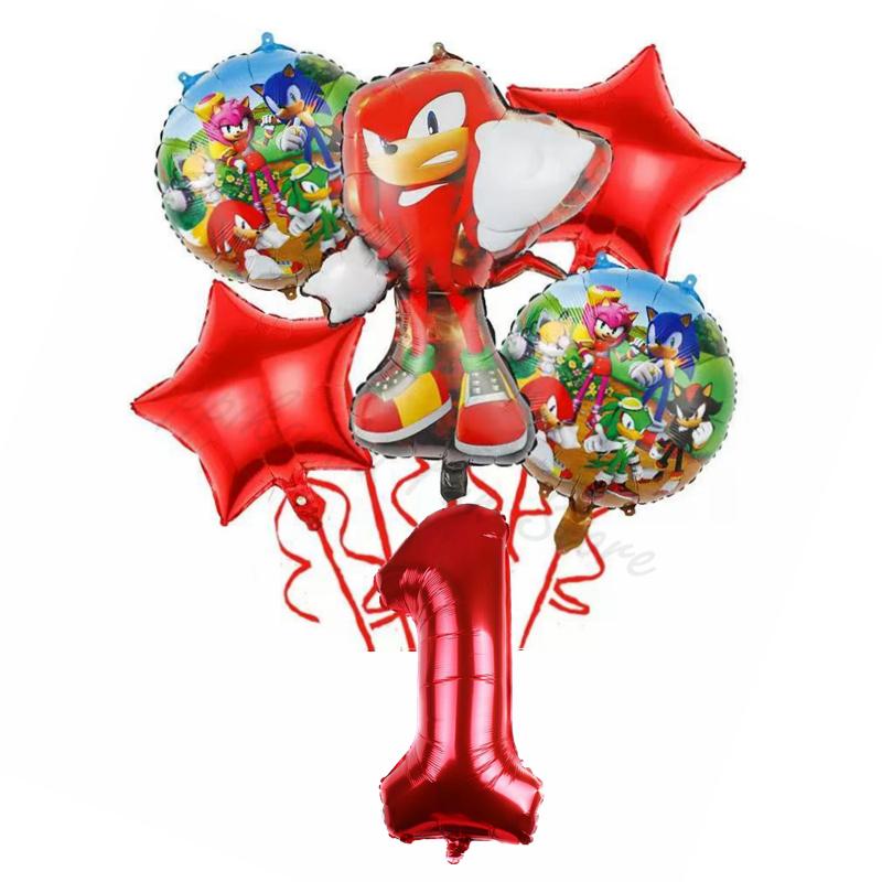 6Pcs Cartoon Hedgehog Balloons Sonic Theme Birthday Party Decoration Balloons For Boys Children Baby Bath Toys