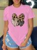Heart Print Tshirt Short Sleeve Crew Neck Casual Top for Summer Spring Women's Clothing Summer Short Sleeved Harajuku Streetwear