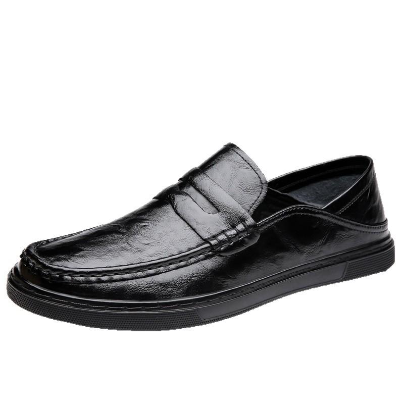 Doudou Shoes Men's 2025 Spring New High-quality Soft Leather Shoes Men's Casual Shoes One Foot Leather Shoes