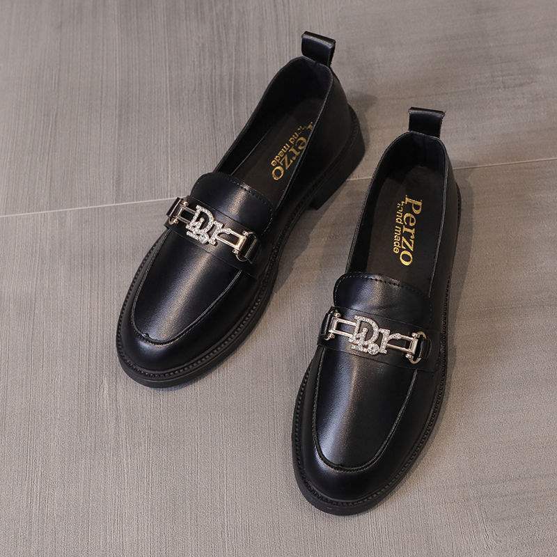 Women's Small Leather Shoes Women's British Style Women's Shoes Small Fragrant Style Soft Sole One Pedal Spring and Autumn Students