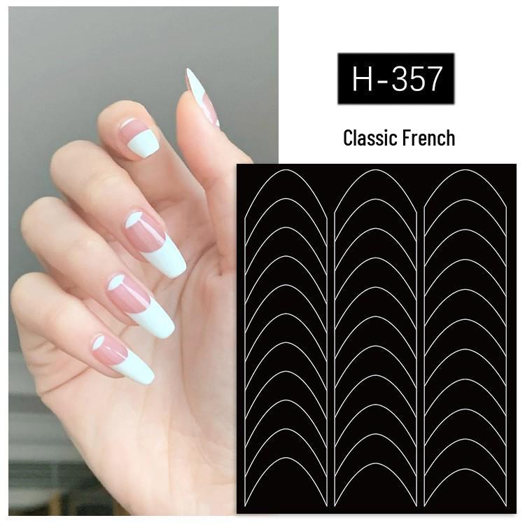 Dual-Purpose V-Shaped French Nail Art Stickers - Hollow, Flat Arc, Line Design