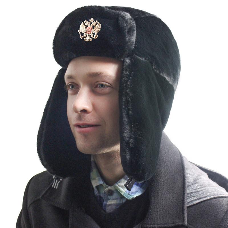 Soviet Coat of Arms Lei Feng Hat Men's and Women's Imitation Rabbit Fur Outdoor Hat Ear Protector Russian Full Hair Thermal Hat Cold-proof Northeast
