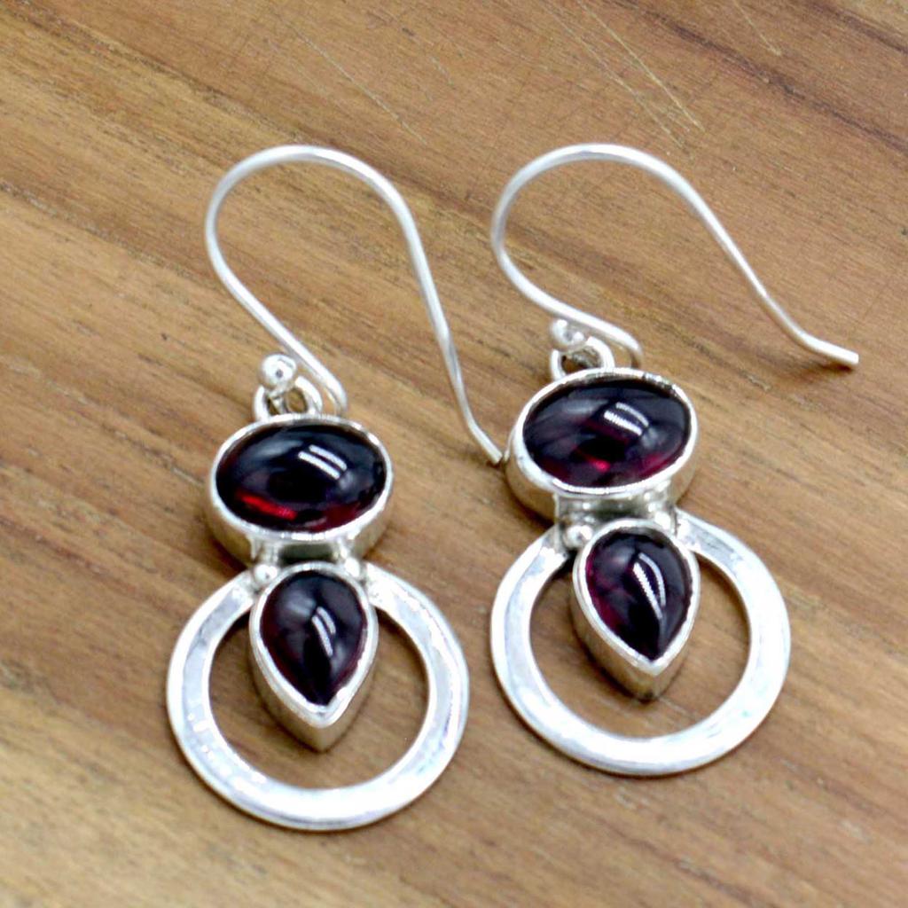 Ruby 925 Sterling Silver Earrings, Pear & Oval Gemstone Handmade  Multi Stone Earrings, Gift For her