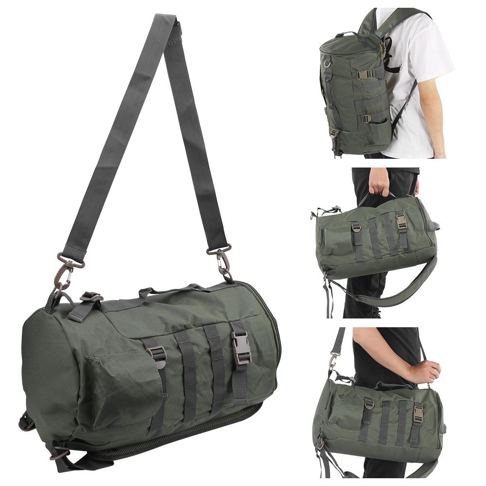 Cylinder Fishing Tackle Backpack Shoulder Bag Fishing Rod Outdoor Satchel DurableGreen
