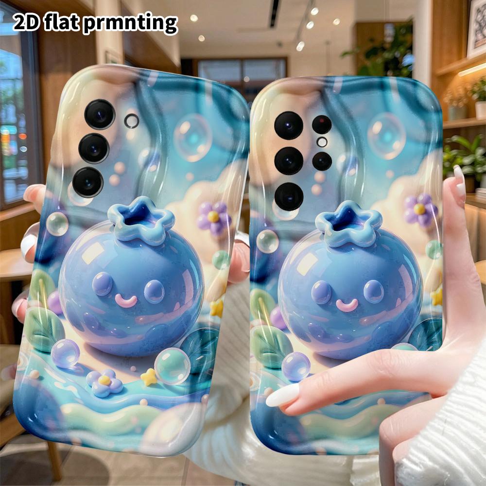 Phone case: 2D flat, fits Samsung Galaxy A34 A35 M05 M06 S20 S22 S21 FE Plus 5G protective case, Blueberry, perfect holiday gift for Christmas and Hal