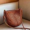 Niche Woven Bucket Bag Women's New Versatile Commuter Leather Large-capacity Bag Shoulder Messenger Bag
