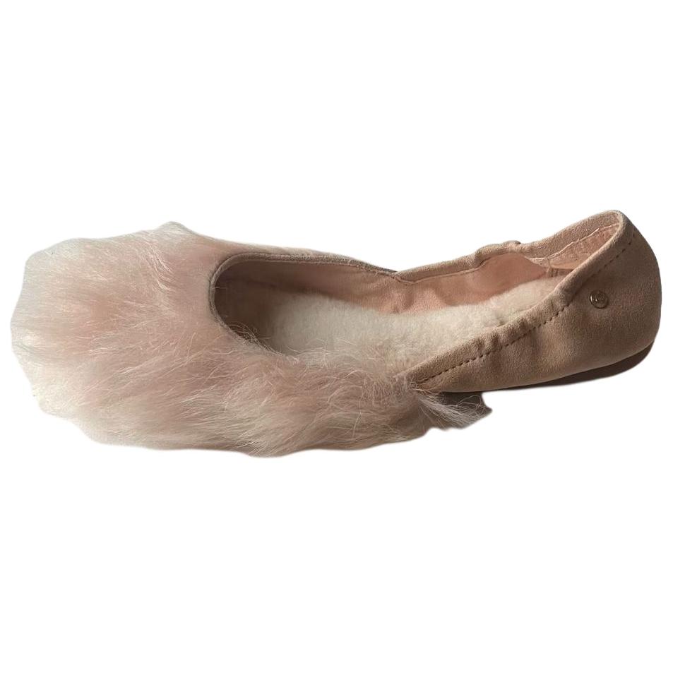 

UGG Jeanie Fluff Flat Sheepskin Slip-On Comfortable Casual Shoes Women flats Pink 1097554-AMB 36