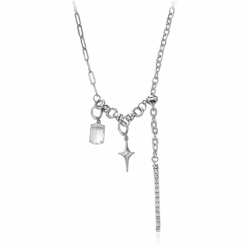 2024 Sommer Leichter Luxus Diamant-Stern Quaste Halskette für Damen