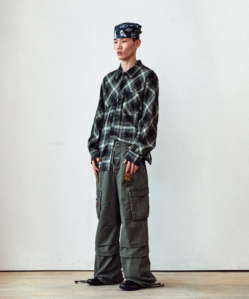 THEVINYLHOUSE Washed Military Cargo Pants Khaki