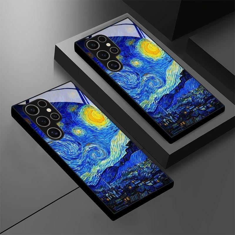 The Rural Tempered Glass Phone Case Under Starry Night Is Suitable for Samsung Galaxy S26 S25 S24 S22 S21 S20 FE/Ultra/Plus