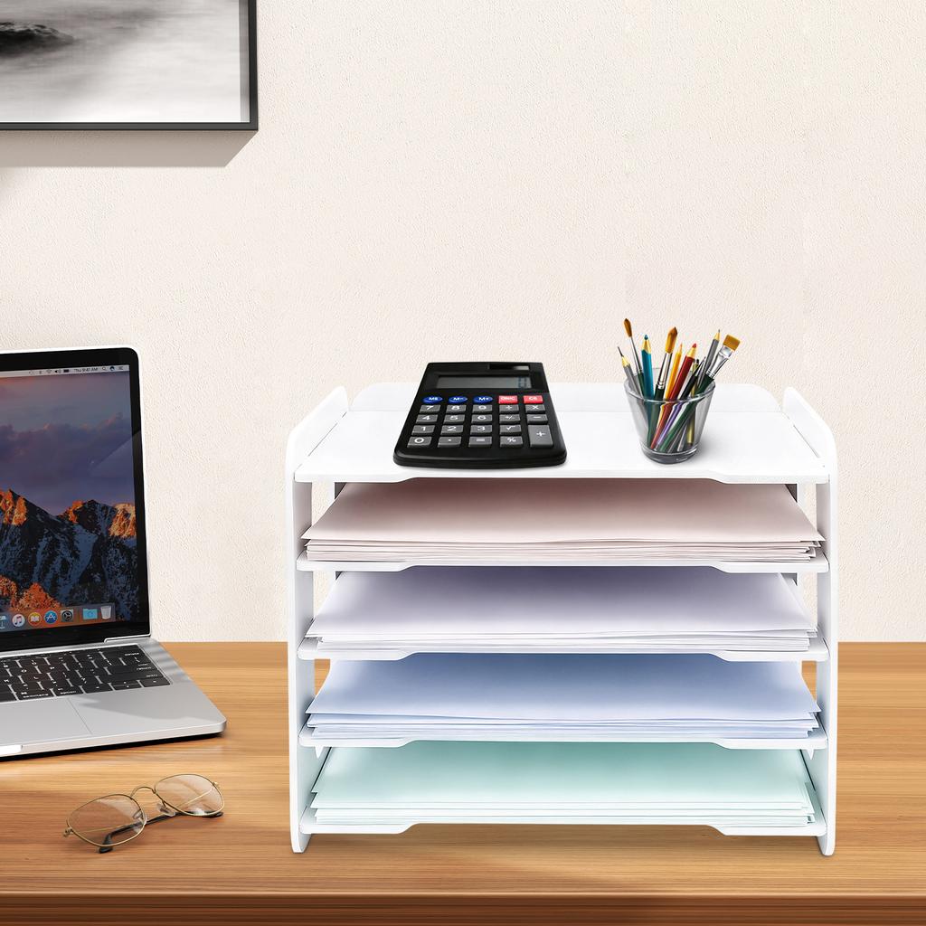 5-Tier Desk Organizer, Document Tray, Letter Size File Holder, Storage Rack for Home & School Supplies, Compact Paper Sorter