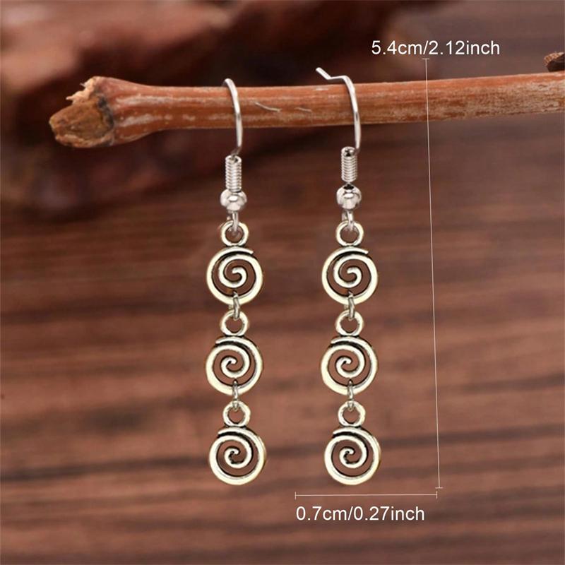 Vintage Metal Spiral Dangle Earrings for Women Fashion Simple Geometric Swirl Long Drop Earring Piercing Ear Jewelry Accessories