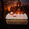Halloween Zombie Chick LED Light Up Eggs Tray Spooky Eggshell Hatching Chicks Decoration 3D Creepy Deviled Eggs for Tabletop Party Indoor Decoration