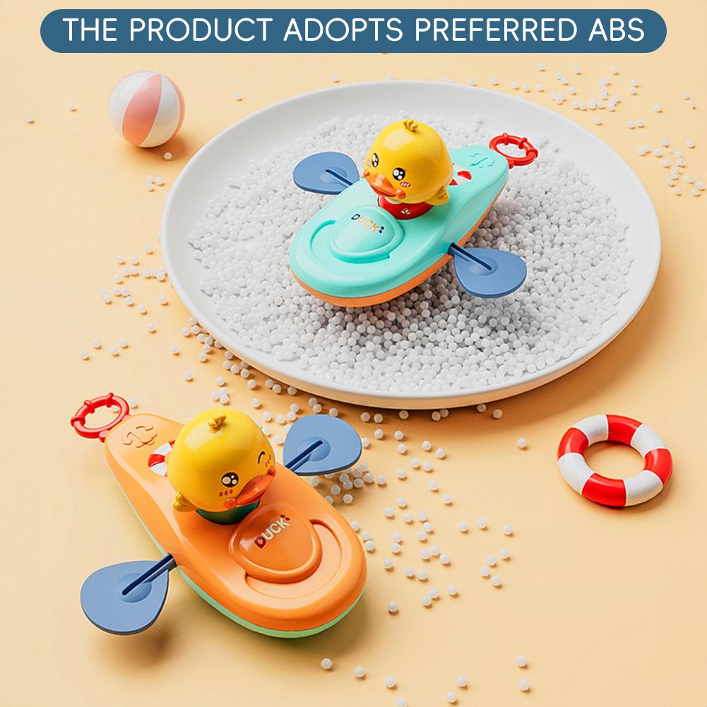 Pull Cord Duck Bathtub Boat Interactive Pull String Duck Infant Water Activity Toys Floatable Baby Bath Canoe