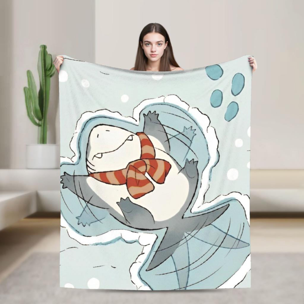 Cute Jeff The Landshark Flannel Blankets Shark Funny Throw Blanket for Home 200x150cm Plush Thin Quilt
