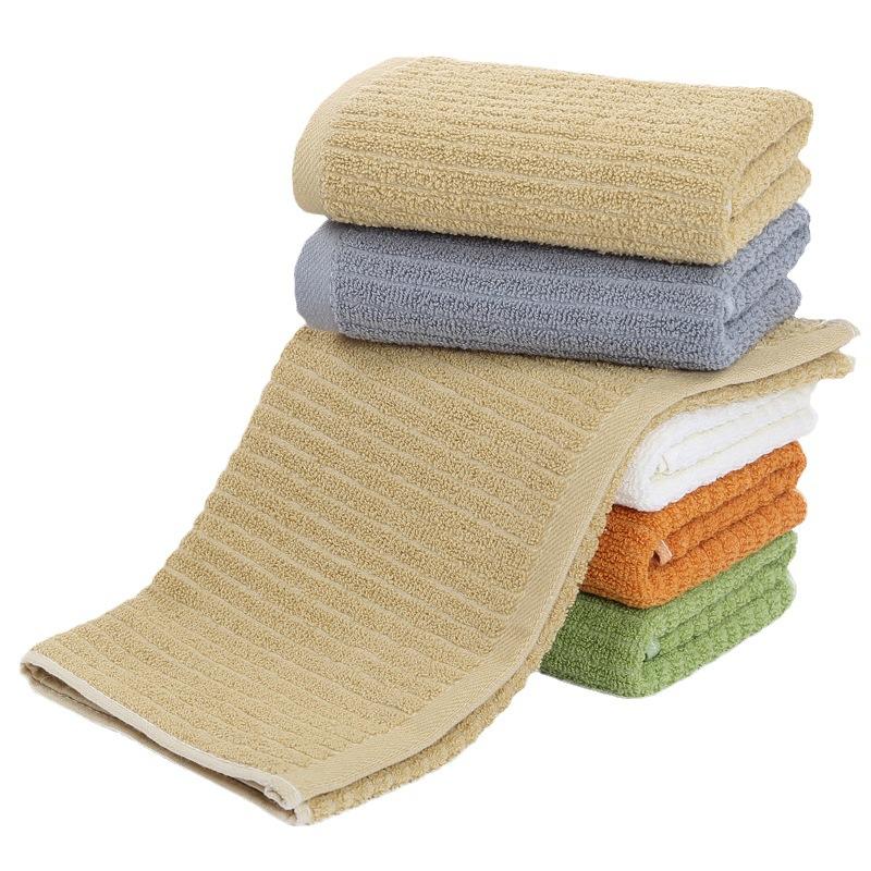 Pure Cotton Towel Labor Protection Home Gift Towel Absorbent Plain Vertical Strip Five-color Cotton Face Towel Wash Face