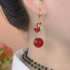 Temperament Long Red Bead Earrings, Ear Buckles for Women's 2026 New Versatile Light Luxury Earrings, Elegant and High-end Earrings.