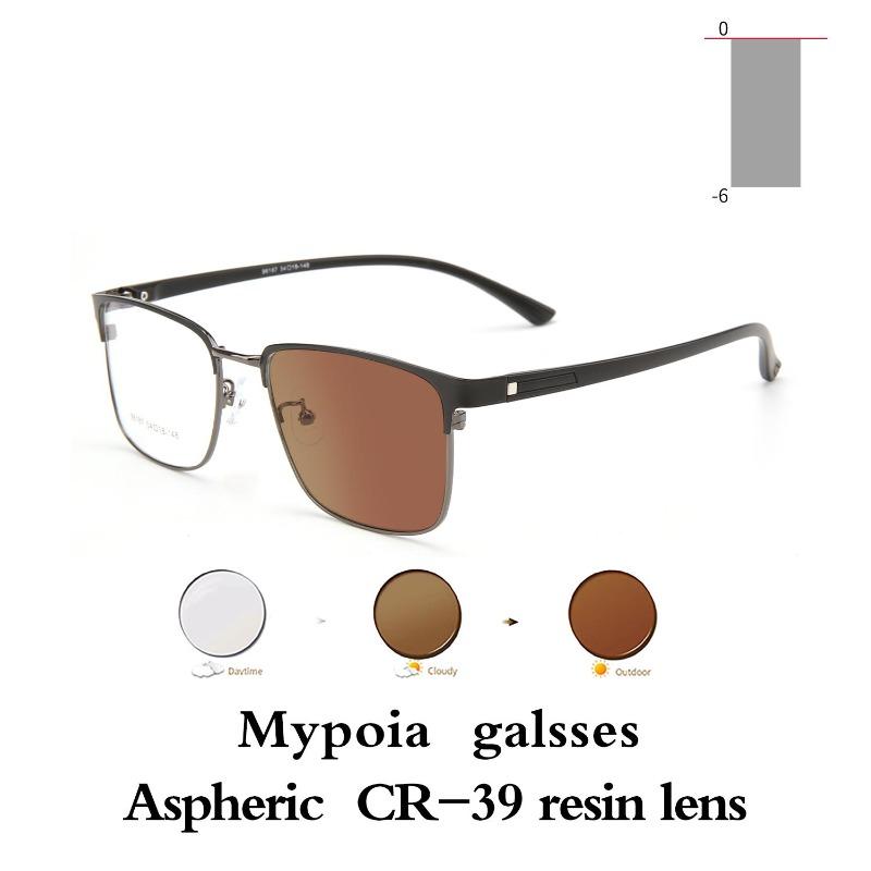 Photochromic Glasses for Men Women Myopia Eyewear Students Short Sight 0 to -6 Diopter Adjustable Lightweight
