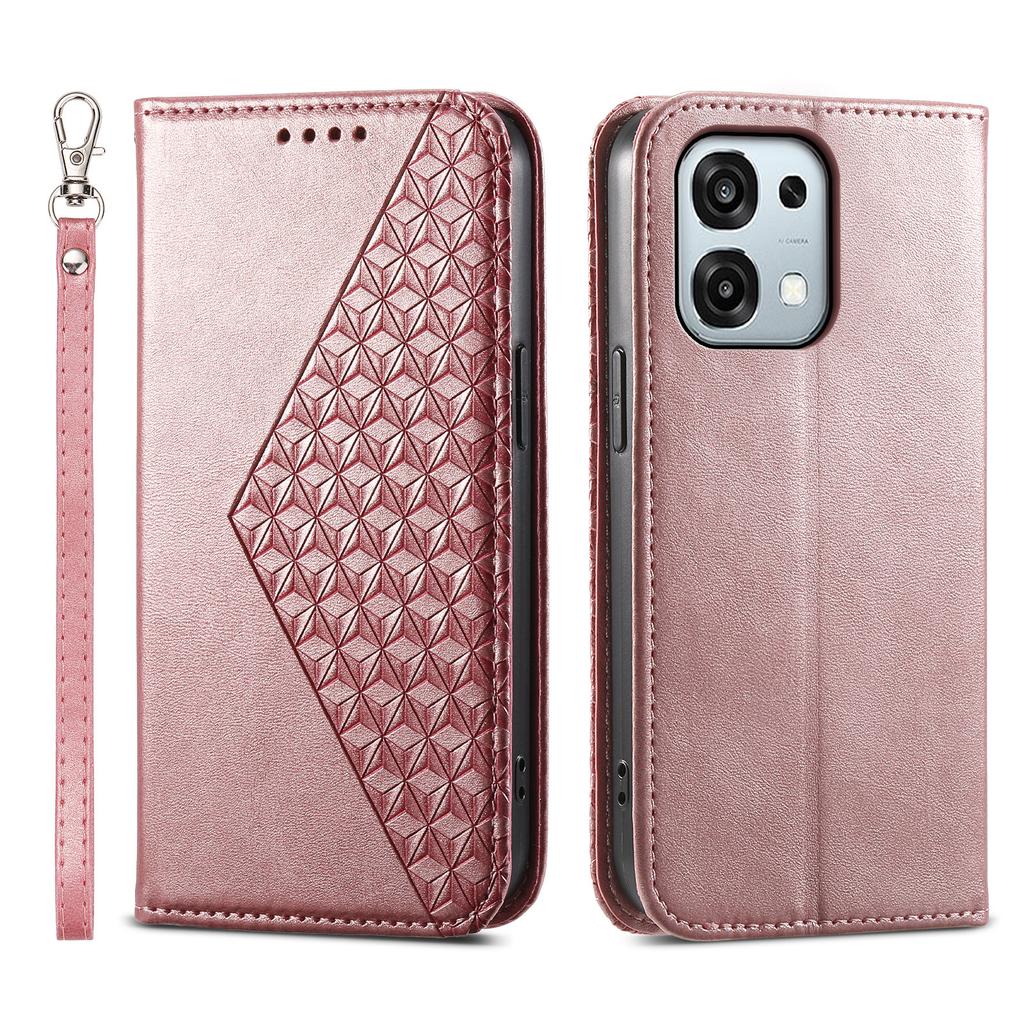 Wallet Case For Oppo F31 5G/A6 Pro 5G/A6 Pro 4G Calf Texture PU Leather Phone Cover with Wrist Strap