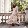 2023 Cross-Border Women's V-Neck Long Sleeve Tie-Front Dress - Autumn/Winter Collection