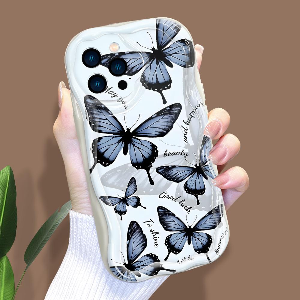 Cartoon Pattern Cream Texture Casing Wavy Edge Soft Silicone Cover Phone Case for IPhone Samsung Huawei Honor Xiaomi Redmi Infinix Tecno