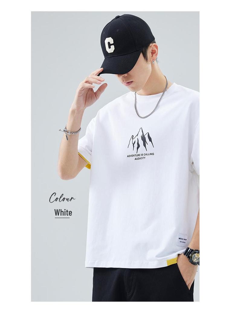 Men's Casual White Short-Sleeve Summer T-Shirt