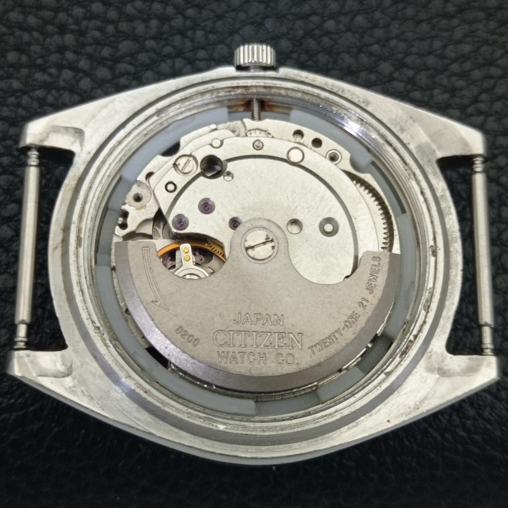 JAPAN VINTAGE CITIZEN AUTOMATIC 8200 MENS BLACK COLOR DIAL WATCH a702778-1 R210-a702778