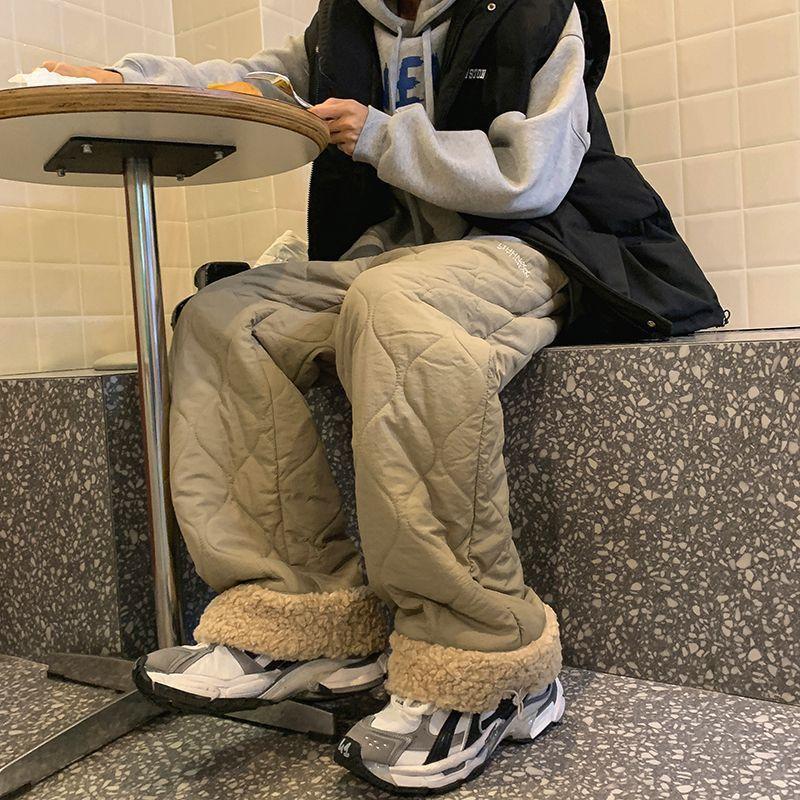 Tykkere fleeceforede bomullsbukser for kvinner Varm avslappet kuldebestandig ekstrem kulde bomull vide ben bukser dame