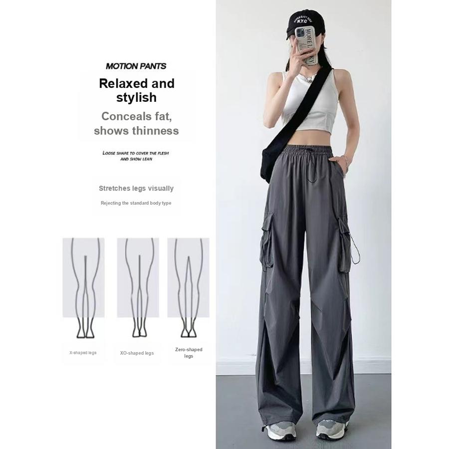 New Summer Slim Fit Cargo Pants for Women, Hiking Running Athletic Trousers with Elastic Waist