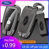 Bilklistermärke Ford Läder Bilnyckelfodral Skyddsskal För Ford Fusion Edge Mustang Explorer Expedition Bronco Ecosport Ranger F150 F