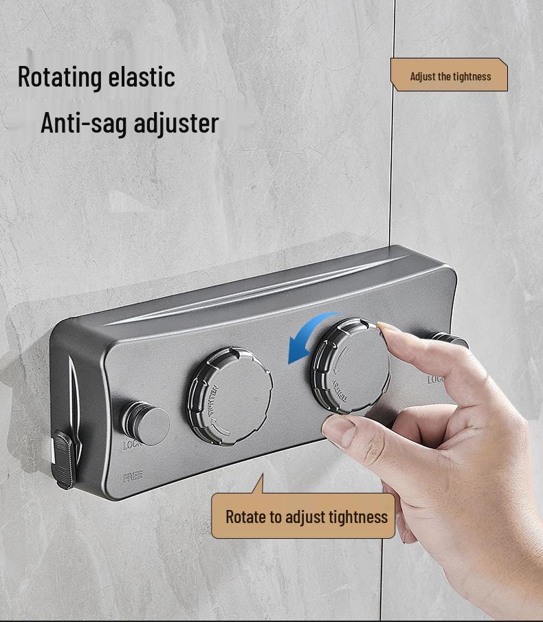 Einziehbare Wäscheleine für den Innenbereich - Stanzfreier Wäscheständer aus Stahldraht für Balkon & Badezimmer