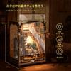 FUNPOLA 3D Puzzle, Buchstützen-Set, Katzen-Café Bücherregal, Holzpuzzle, DIY Miniatur-Puppenhaus, LED-Bücherregalhalter, Buchstützen, Ausstellungs-Bastelset, 330