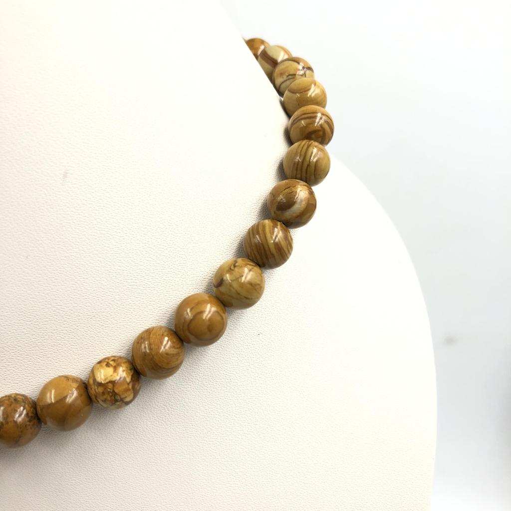 8mm Natural Camel Jasper Gemstone Round Beads Handmade Jewelry Partywear Necklace 17-20" For Birthday Gift 8BN-44