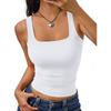 Nuovo Top Corto da Donna Estivo a Scollo Quadrato Monocolore Slim Fit, Top Sexy Senza Maniche Y2K Moda Streetwear