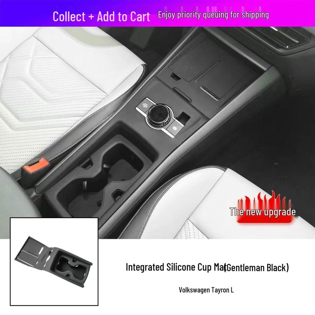Volkswagen Tayron L Central Control Silicone Mat: Compatible with 25 Models, Cup Holder, Interior Accessories, Gear Shift Scratch Protection.