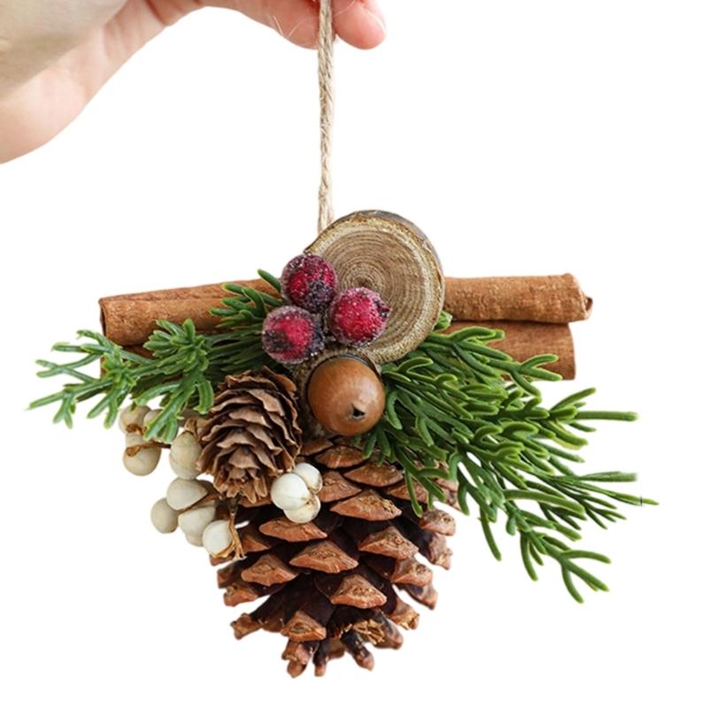 Antlers Pinecone Christmas Bells Durable Metal Fabric Decorations For Tree Home Party