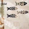 Fish Wall Decoration Vintage UV Decor Farmhouse Rustic 4Pcs Wooden Ocean Art Printed Art Beach Nautical Coastal Theme Decor