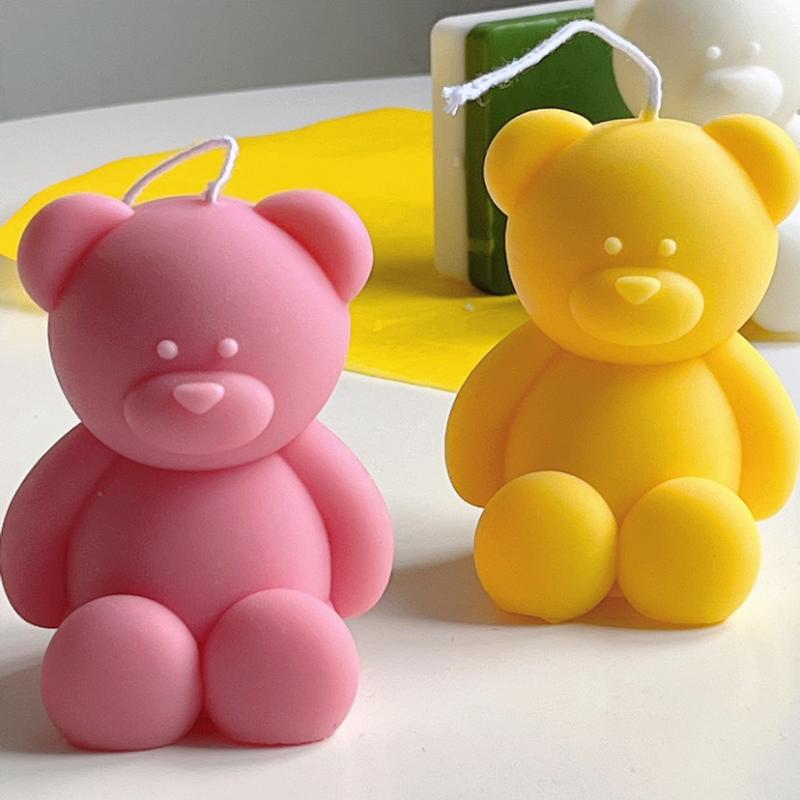 Fashion DIY Handmade Soap Gypsum Ice Block Baking Mold Birthday Party Wedding Gift Making Mold 3D Cute Cartoon Bear Silicone Candle Mold