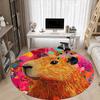 1pc Capybara Print Chair Carpet for Office, Round Non-Slip Durable Large Size Office Carpet, Suitable for Office, Beautiful Decoration