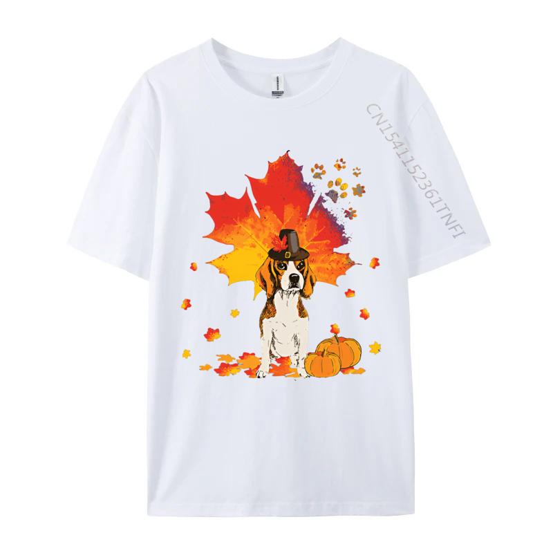 Beagle Autumn Leaf Fall Leaves Dog Lover Tshirt Vintage Tshirts Cotton TShirts Top Quality Funny Tshirt S