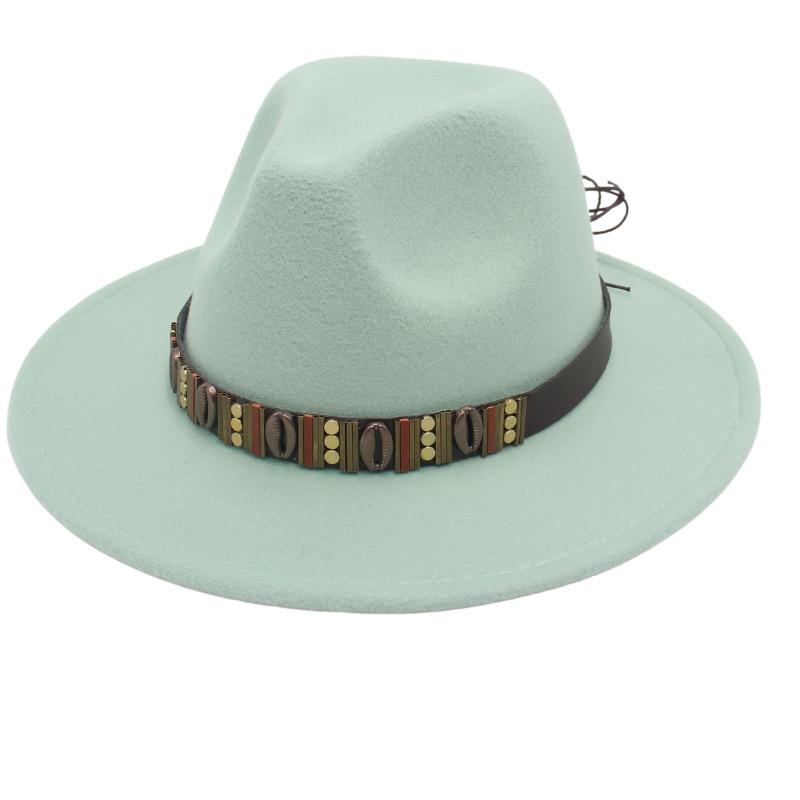 Ethnic Jazz Hat Metal Shell Belt Accessories Top Hat Dress Concave Gentleman Hat