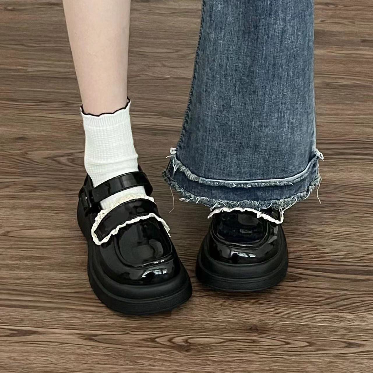 

Fashion Woman Pumps Platform Round Toe with Bow Medium Heels Mary Jane Shoes for Women Black Slip on High Quality Wholesale Non 39 Young 40